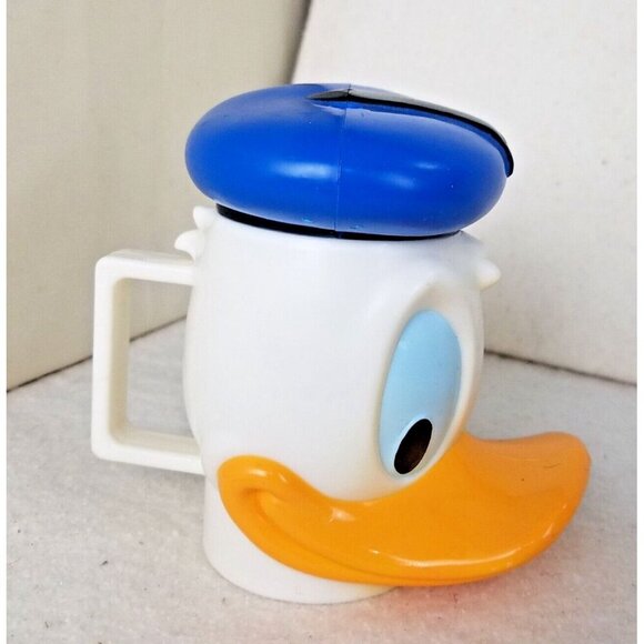 Donald Duck Mug Cup blue Hat "Lid" - Walt Disney Pure Fruit Juice no-straw - Picture 2 of 9